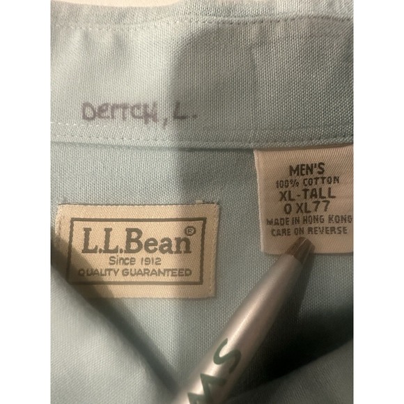 LL Bean Oxford Shirt Mens XL Tall XLT Seafoam Green Button Down Preppy Dad - Picture 6 of 6